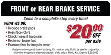 Front or Rear Brake Service Front or Rear Brake Service