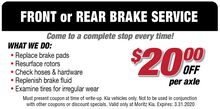 Front or Rear Brake Service Front or Rear Brake Service