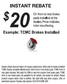 Instant Toyota Brake Savings Instant Toyota Brake Savings