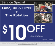 LUBE, OIL & FILTER + TIRE ROTATION LUBE, OIL & FILTER + TIRE ROTATION