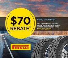 Receive a $70 Visa Prepaid Card from Pirelli Tire Receive a $70 Visa Prepaid Card from Pirelli Tire