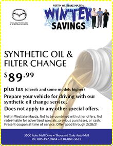 SYNTHETIC OIL & FILTER CHANGE SYNTHETIC OIL & FILTER CHANGE