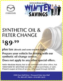 SYNTHETIC OIL & FILTER CHANGE SYNTHETIC OIL & FILTER CHANGE