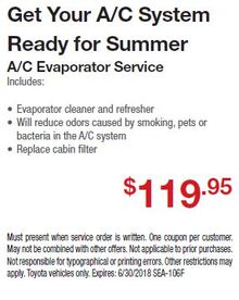 Summer Savings On A/C Evaporator Service Summer Savings On A/C Evaporator Service