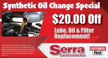 Synthetic Oil Change Special Synthetic Oil Change Special
