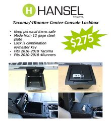 Tacoma and 4Runner Console Lockbox - Special! Tacoma and 4Runner Console Lockbox - Special!