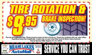 Tire Rotation & Brake Inspection Special Tire Rotation & Brake Inspection Special