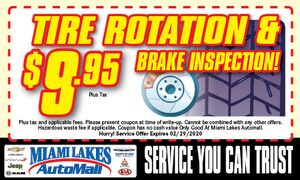 Tire Rotation and Brake Inspection Special Tire Rotation and Brake Inspection Special