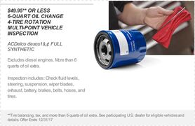 6-Quart Oil Change, Tire Rotation, & Multi-point Inspection 6-Quart Oil Change, Tire Rotation, & Multi-point Inspection