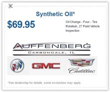 $69.95 Synthetic Oil change $69.95 Synthetic Oil change