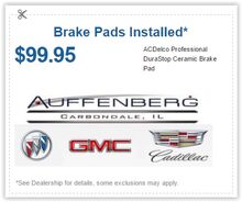 $99.95 Brake Pads Installed $99.95 Brake Pads Installed