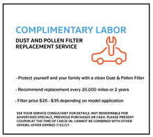 Dust and Pollen Filter Replacement Service Dust and Pollen Filter Replacement Service