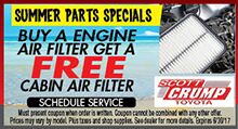 Free Cabin Air Filter w/Purchase of Engine Air Filter Free Cabin Air Filter w/Purchase of Engine Air Filter