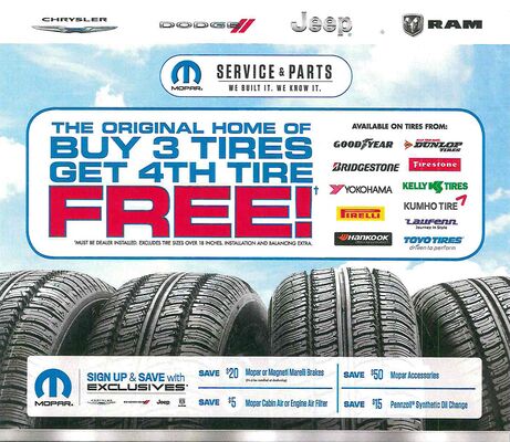 Buy 3 Tires, Get The 4th Tire Free Buy 3 Tires, Get The 4th Tire Free