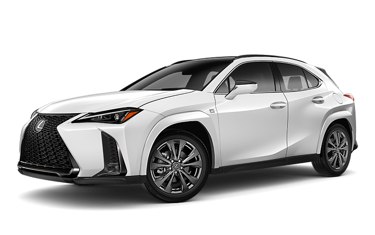 Exterior of the Lexus UX Hybrid F SPORT Handling shown in Ultra White.