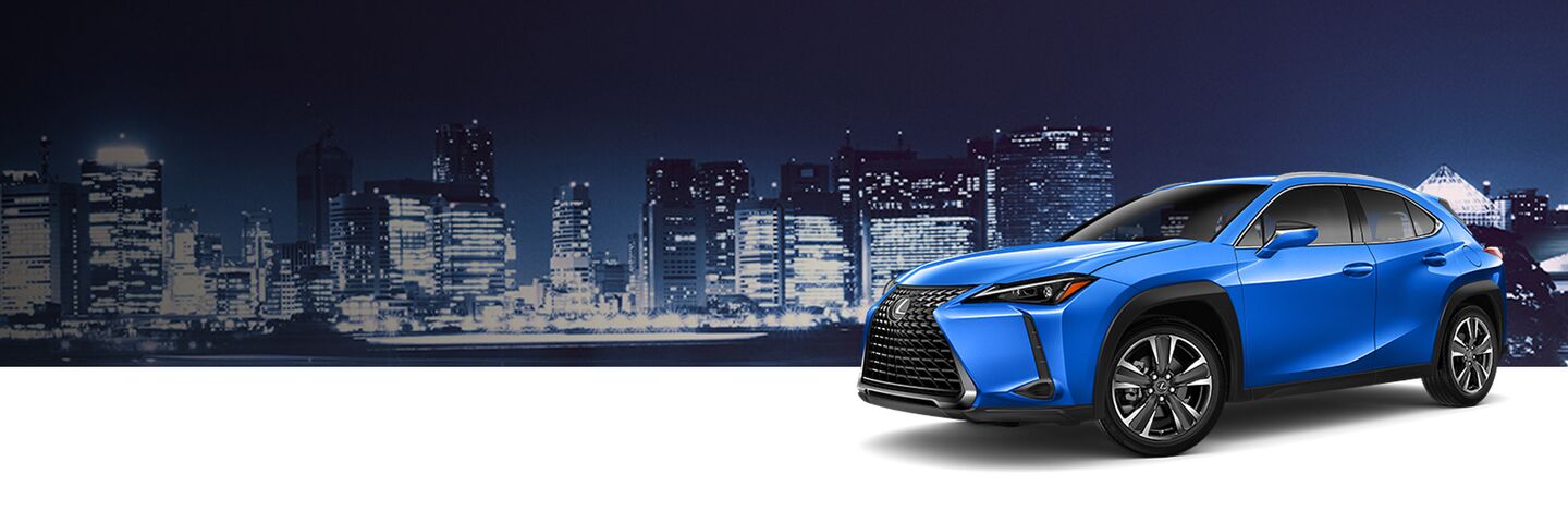 Exterior of the Lexus UX Hybrid shown in Grecian Water.