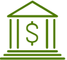 Bank Building in green outlined icon - Save Big on Fuel Driving electric offers significant savings compared to traditional gasoline vehicles. Bank Building in green outlined icon - Save Big on Fuel Driving electric offers significant savings compared to traditional gasoline vehicles.