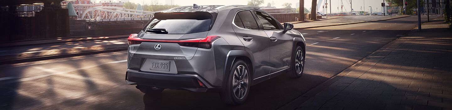 Exterior of the Lexus UX Hybrid shown in Iridium.