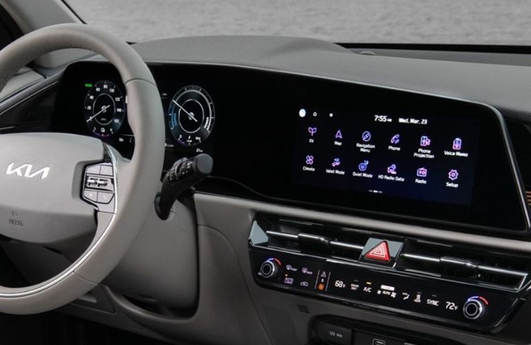 2024 Kia Niro EV steering wheel and touchscreen display