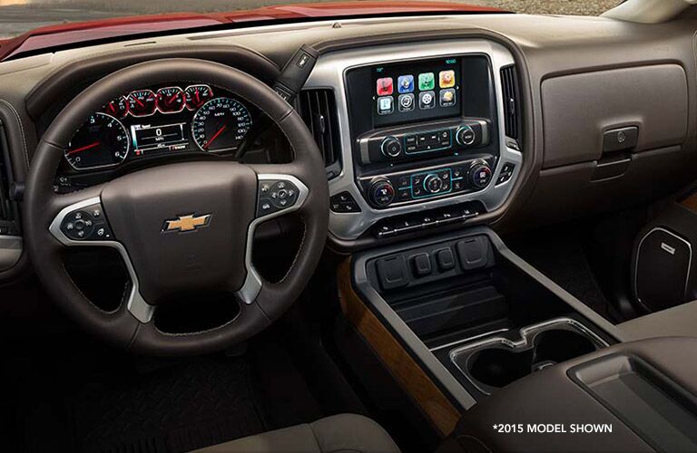 Interior view of controls on the Chevy Silverado