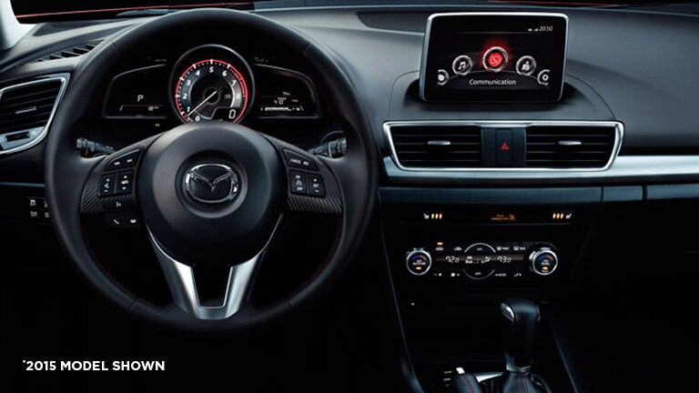Driver-friendly dashboard of the 2016 Mazda 3