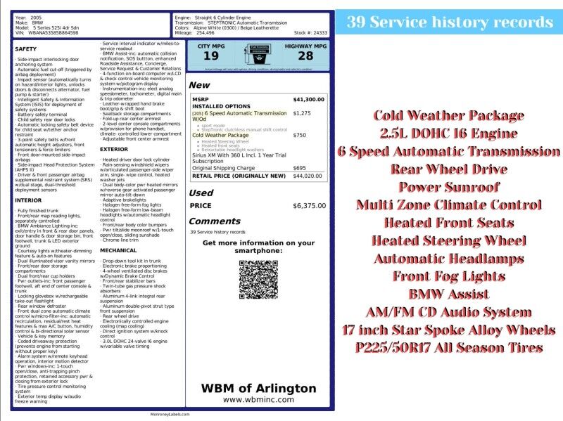 2005 BMW 5 Series 525i Sedan RWD 2005 BMW 5 Series 525i Sedan RWD
