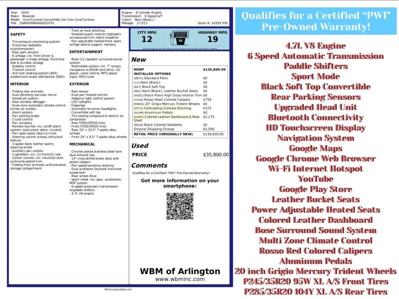 2010 Maserati GranTurismo Convertible 2010 Maserati GranTurismo Convertible