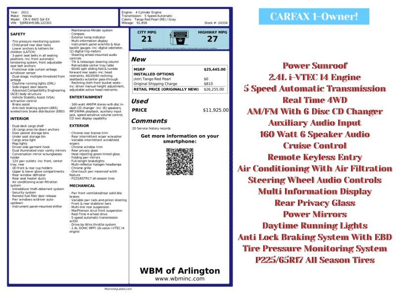 2011 Honda CR-V EX AWD 2011 Honda CR-V EX AWD