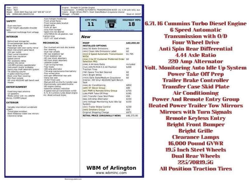 2011 Ram 4500 ST 2011 Ram 4500 ST