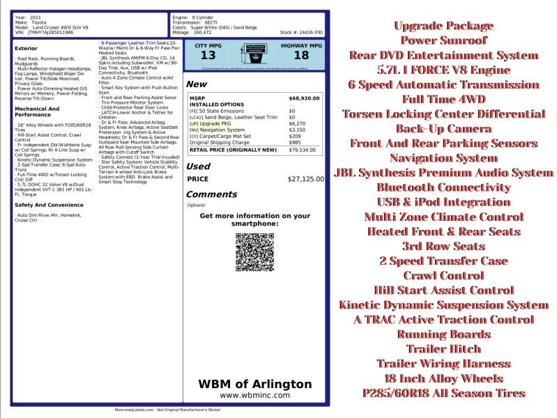 2011 Toyota Land Cruiser 4WD 2011 Toyota Land Cruiser 4WD