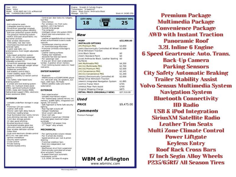 2011 Volvo XC60 3.2 AWD 2011 Volvo XC60 3.2 AWD