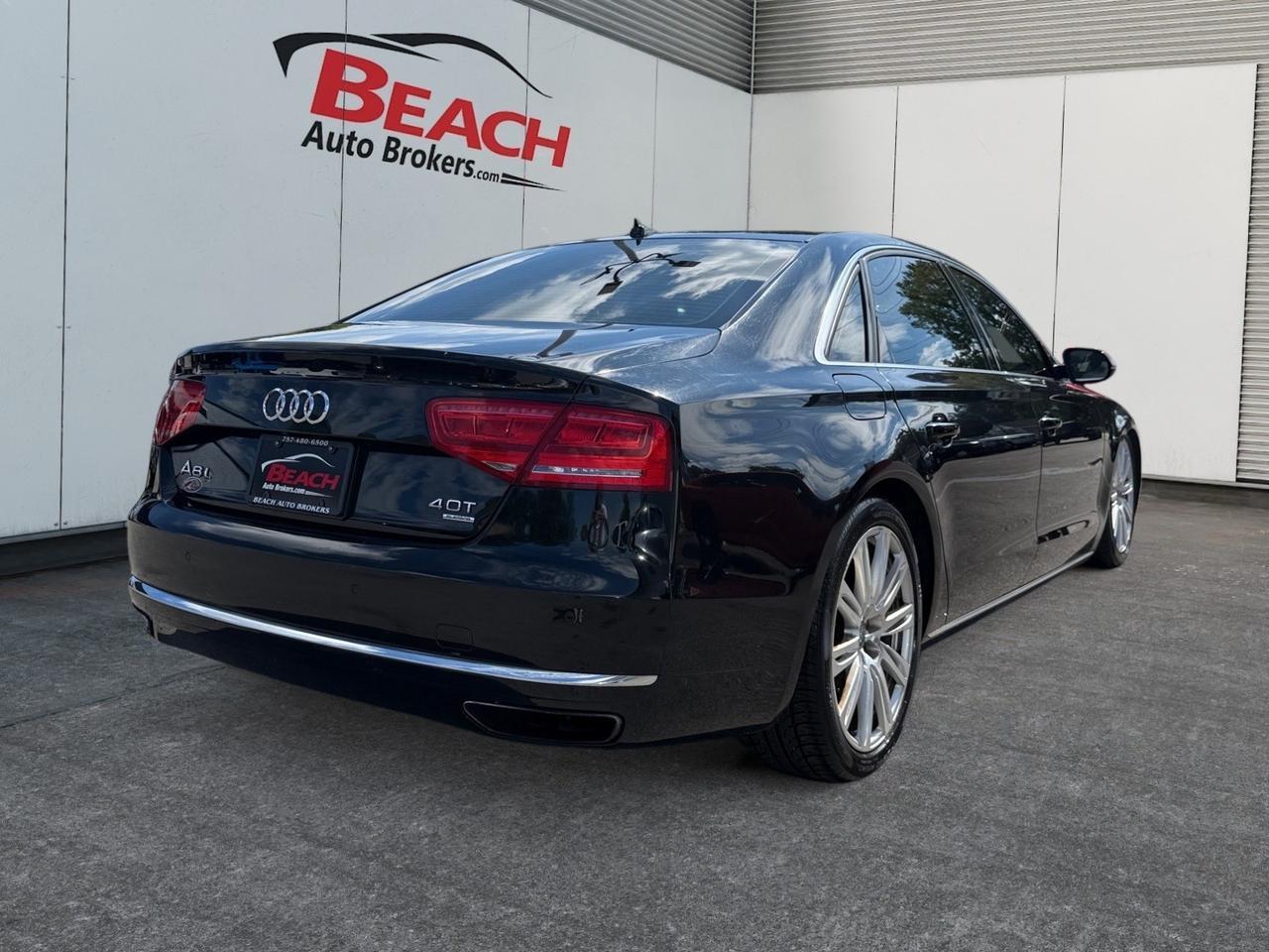 2013 Audi A8 L 4.0L, BACKUP CAMERA, SUNROOF, HEATED AND VENTILATED SEATS, POWER LIFTGATE, UNIVERSAL GARAGE DOOR OPENER, POWER MIRRORS, AUTO START/STOP, TINTED WINDOWS, BOSE SOUND SYSTEM, LOW MILES, THIS IS THE DEFINITION OF LUXURY COME AND TEST DRIVE IT TODAY! Norfolk VA 2013 Audi A8 L 4.0L, BACKUP CAMERA, SUNROOF, HEATED AND VENTILATED SEATS, POWER LIFTGATE, UNIVERSAL GARAGE DOOR OPENER, POWER MIRRORS, AUTO START/STOP, TINTED WINDOWS, BOSE SOUND SYSTEM, LOW MILES, THIS IS THE DEFINITION OF LUXURY COME AND TEST DRIVE IT TODAY! Norfolk VA