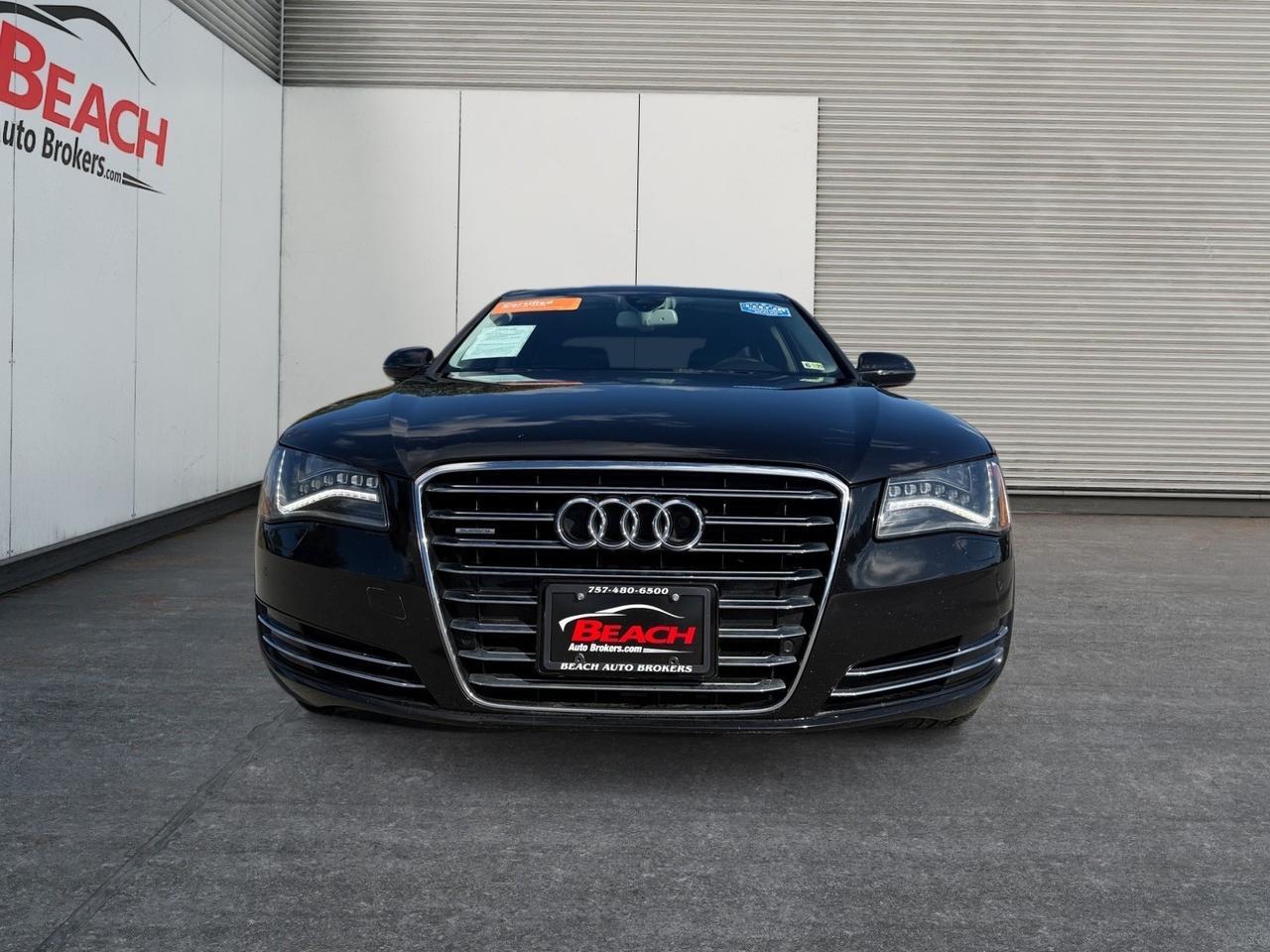2013 Audi A8 L 4.0L, BACKUP CAMERA, SUNROOF, HEATED AND VENTILATED SEATS, POWER LIFTGATE, UNIVERSAL GARAGE DOOR OPENER, POWER MIRRORS, AUTO START/STOP, TINTED WINDOWS, BOSE SOUND SYSTEM, LOW MILES, THIS IS THE DEFINITION OF LUXURY COME AND TEST DRIVE IT TODAY! Norfolk VA 2013 Audi A8 L 4.0L, BACKUP CAMERA, SUNROOF, HEATED AND VENTILATED SEATS, POWER LIFTGATE, UNIVERSAL GARAGE DOOR OPENER, POWER MIRRORS, AUTO START/STOP, TINTED WINDOWS, BOSE SOUND SYSTEM, LOW MILES, THIS IS THE DEFINITION OF LUXURY COME AND TEST DRIVE IT TODAY! Norfolk VA