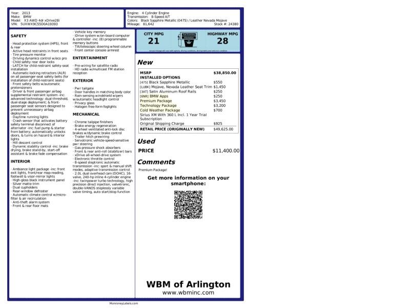 2013 BMW X3 xDrive28i AWD 2013 BMW X3 xDrive28i AWD