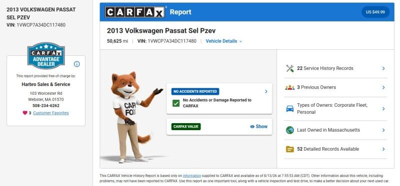 2013 Volkswagen Passat SEL Premium Webster MA 2013 Volkswagen Passat SEL Premium Webster MA