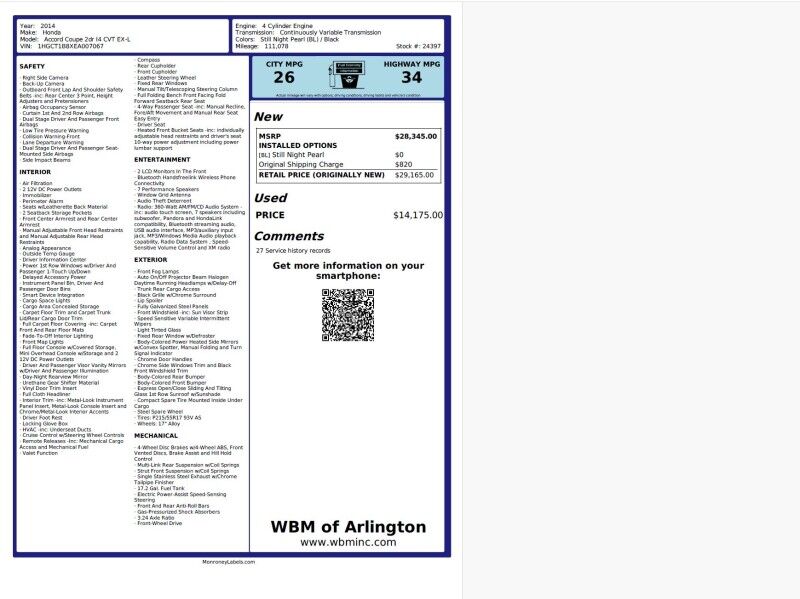 2014 Honda Accord Coupe EX-L 2014 Honda Accord Coupe EX-L