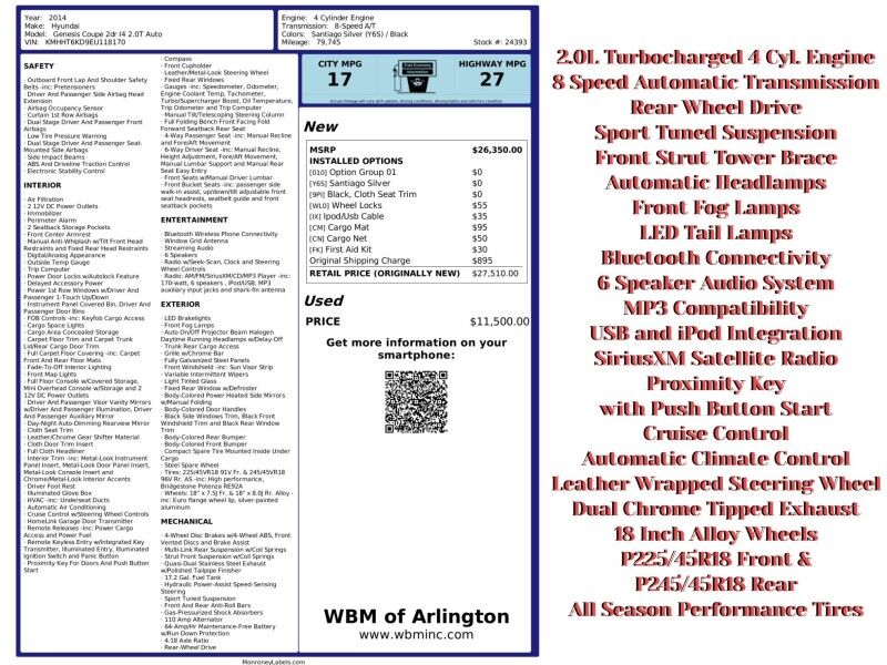 2014 Hyundai Genesis Coupe 2.0T RWD 2014 Hyundai Genesis Coupe 2.0T RWD