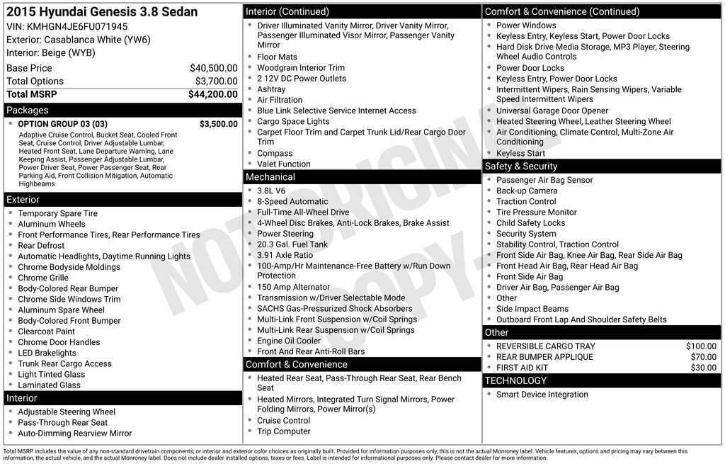 2015 Hyundai Genesis 3.8 Lakeland FL