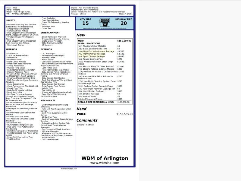 2015 Porsche 911 Turbo Coupe AWD 2015 Porsche 911 Turbo Coupe AWD