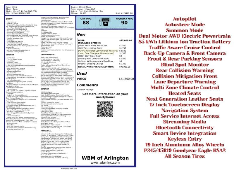 2015 Tesla Model S 85D AWD 2015 Tesla Model S 85D AWD