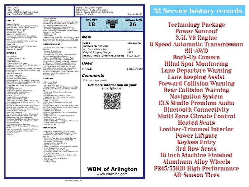 2016 Acura MDX SH-AWD with Technology Package 2016 Acura MDX SH-AWD with Technology Package