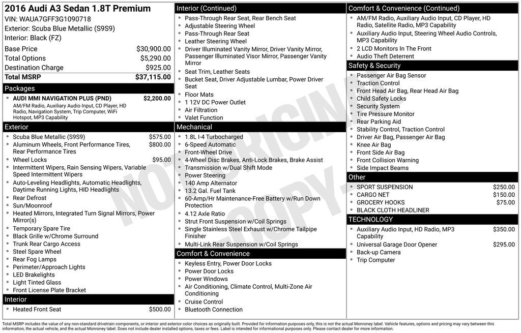 2016 Audi A3 1.8T Premium Lakeland FL