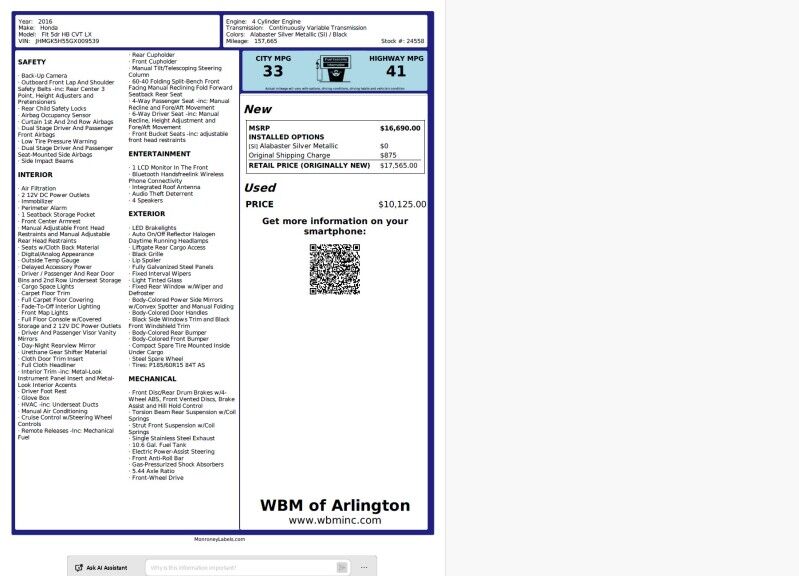 2016 Honda Fit LX 2016 Honda Fit LX