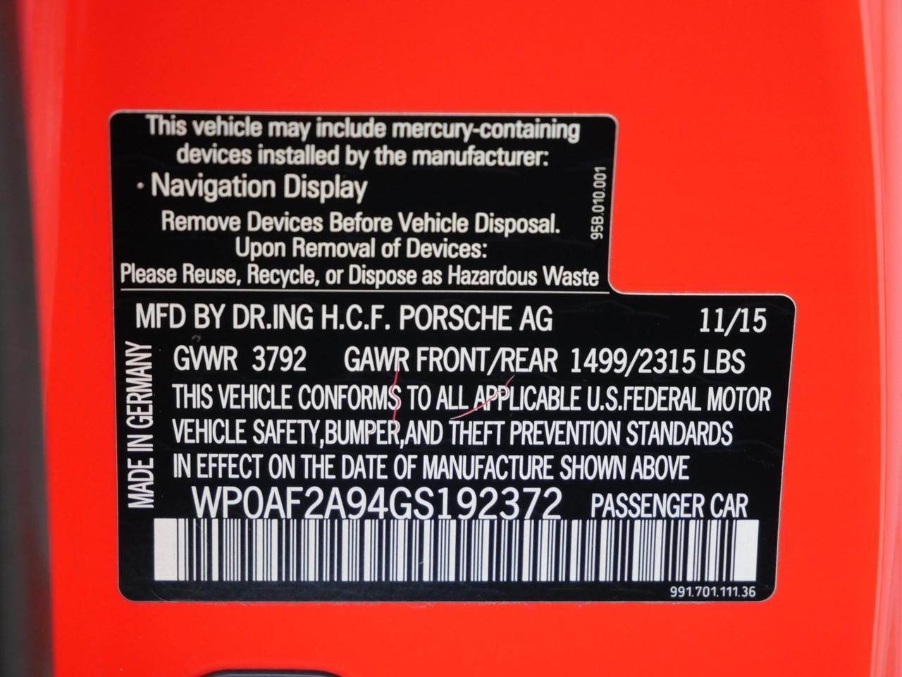 2016 Porsche 911 GT3 RS GT3 RS Lawrence KS