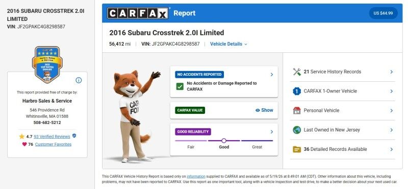 2016 Subaru Crosstrek Limited Webster MA 2016 Subaru Crosstrek Limited Webster MA