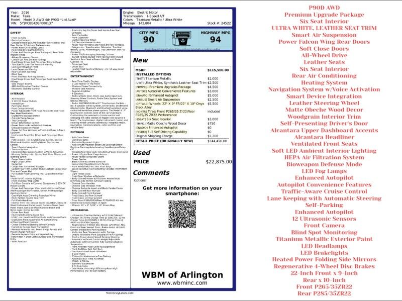 2016 Tesla Model X P90D AWD 2016 Tesla Model X P90D AWD