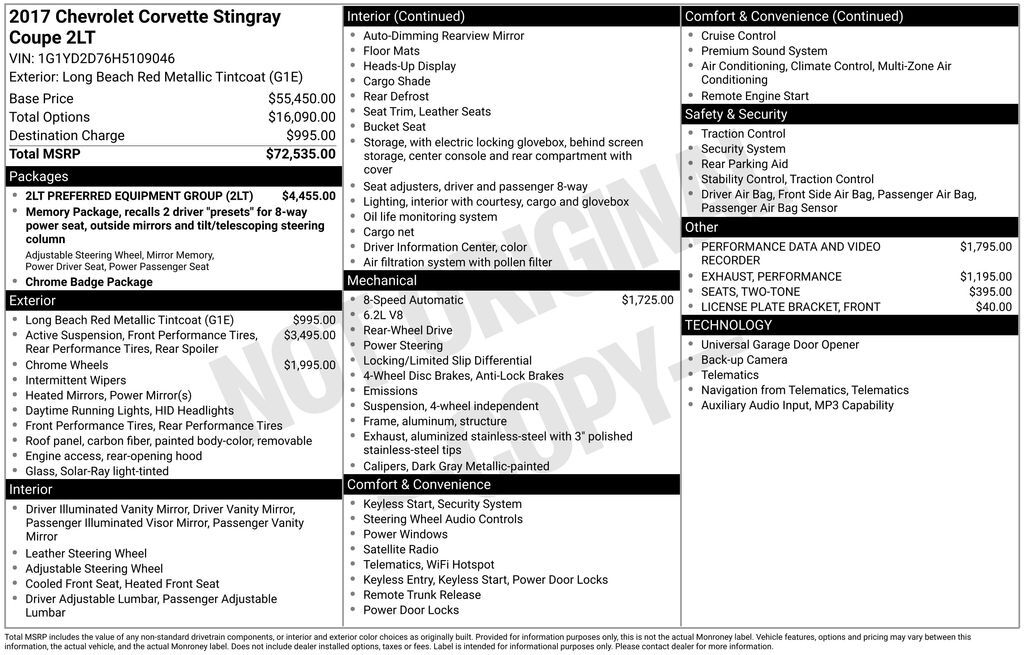 2017 Chevrolet Corvette Stingray Lakeland FL