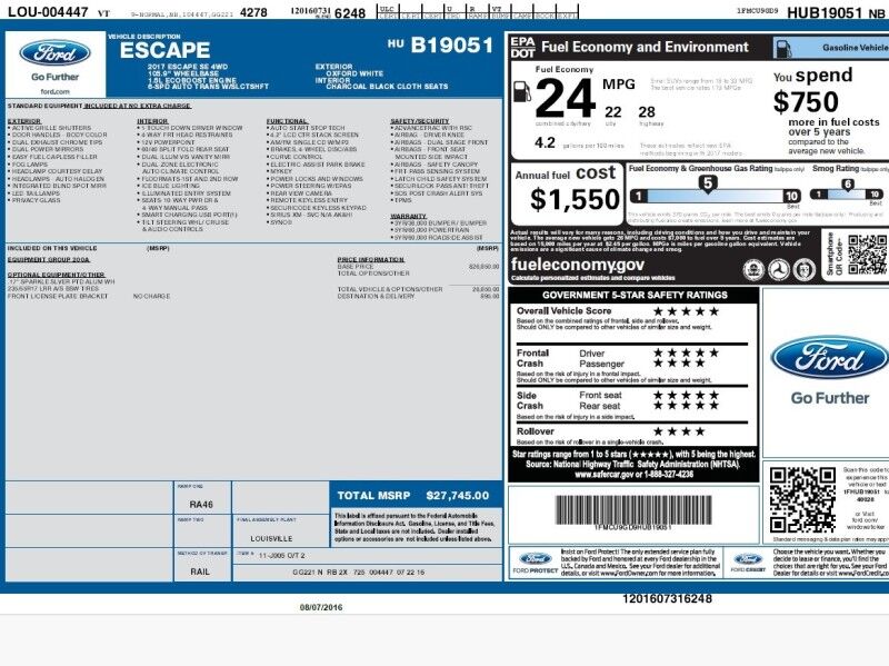 2017 Ford Escape SE AWD/4WD 2017 Ford Escape SE AWD/4WD