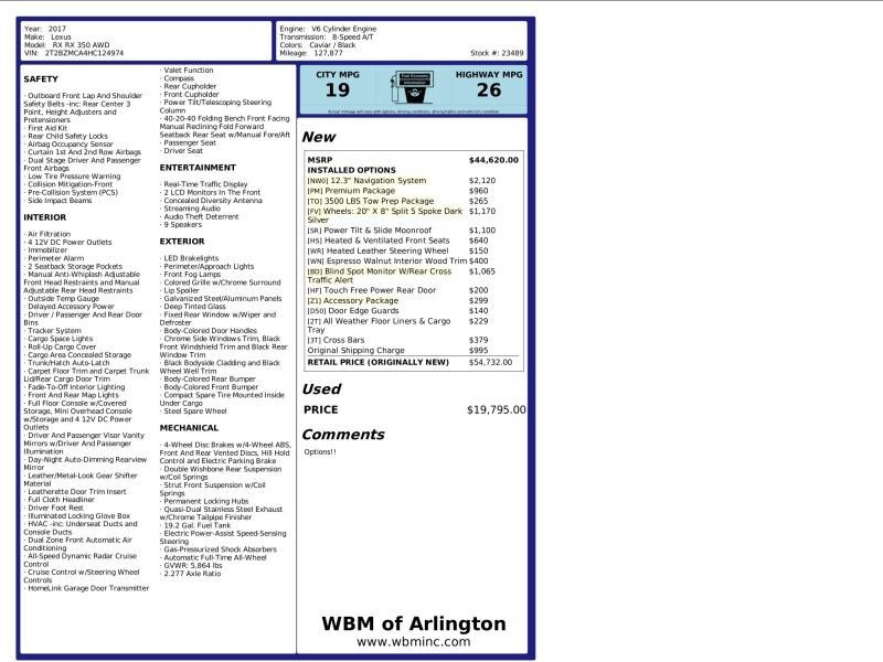 2017 Lexus RX 350 AWD 2017 Lexus RX 350 AWD