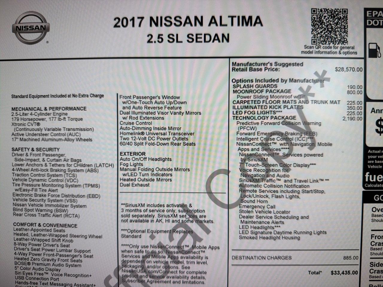 2017 Nissan Altima 2.5 SL, Technology Pkg, Moonroof Pkg, LED Fog Lights, Illuminated Kick Plates Houston TX 2017 Nissan Altima 2.5 SL, Technology Pkg, Moonroof Pkg, LED Fog Lights, Illuminated Kick Plates Houston TX